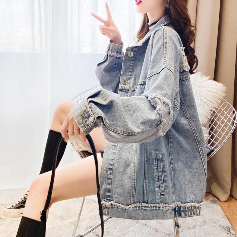 Gジャン デニムジャケット レディース コーデ 冬 秋 ダメージ カジュアル 安い 30代 40代 50代 Fjns まるの樹 Fashion 通販 Yahoo ショッピング