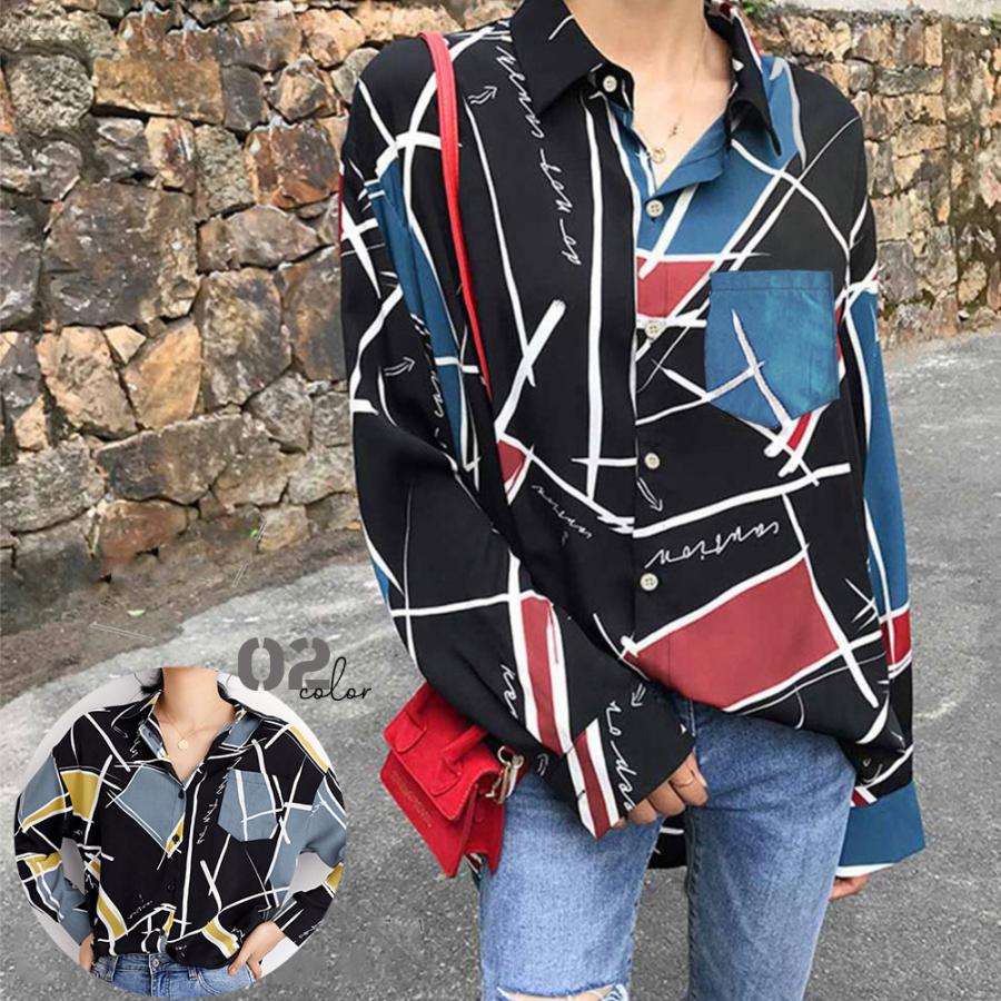 Unique トップス レディース ブラウス 長袖 柄シャツ 個性的 おしゃれ シャツ Ftns まるの樹 Fashion 通販 Yahoo ショッピング