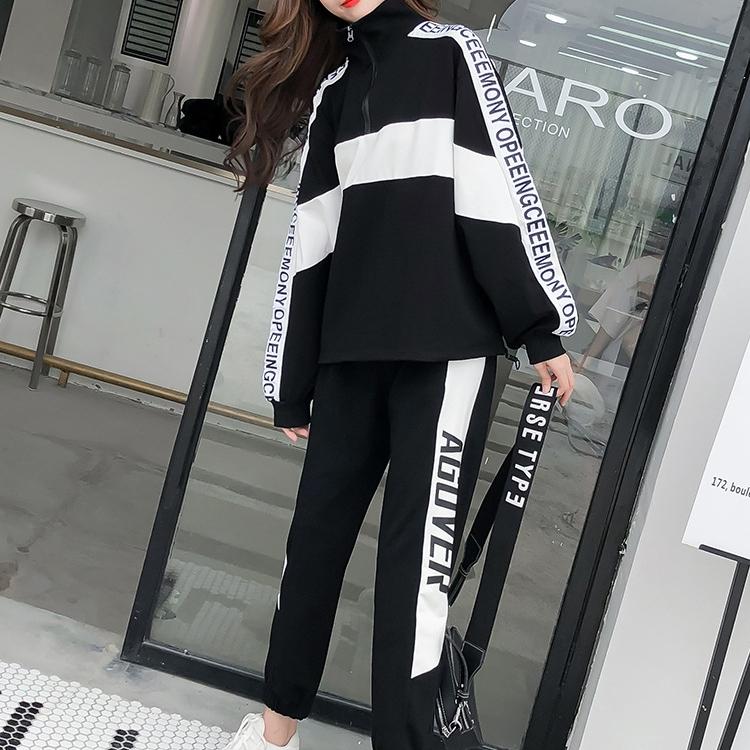 sporty セットアップ レディース ジャージ 韓国 スウェット 大きいサイズ 長袖 黒 :fw20234:まるの樹 Fashion - 通販 -  Yahoo!ショッピング