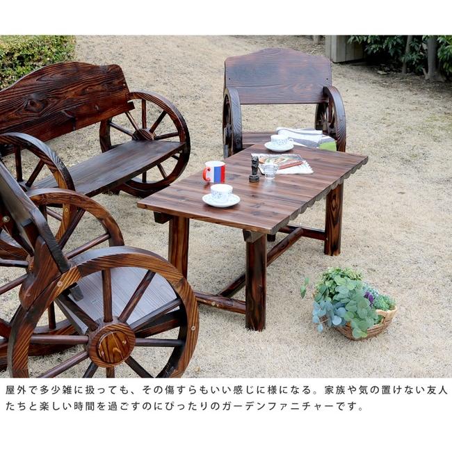 テーブル 屋外 ガーデンテーブル おしゃれ 木製 頑丈 カフェテーブル テラス カフェ 長方形 天然木 焼杉 アンティーク wb-t550dbr｜marunoki-fashion｜10