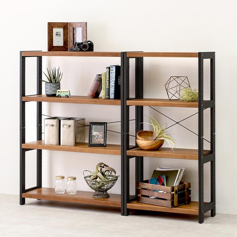 オープンラック オープンシェルフ シェルフ棚 おしゃれ 北欧 木製 4段