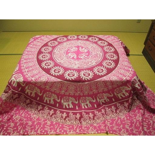 アジアン雑貨 リバーシブル マルチカバー 布 ピンク アジアン雑貨 リバーシブル マルチカバー 布 ピンク