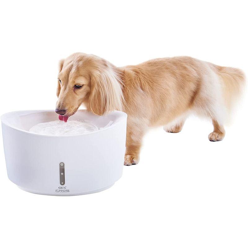 GEX ピュアクリスタル ホワイト 静音 軟水化フィルター1枚付き 下部尿路の健康維持 大容量 フィルター式給水器 犬用 2.5L