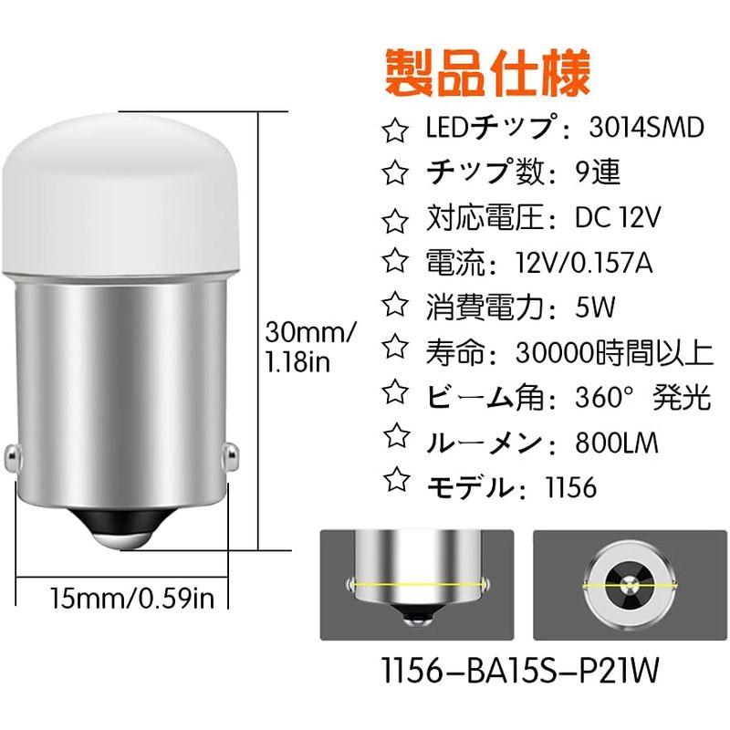 DuaBhoi S25 LED シングル球 1156 G18 BA15S 12V21W P21W LED ピン角180度 ランプ バックラン