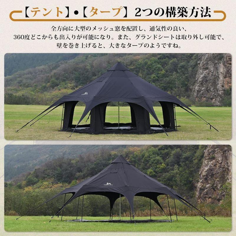 ★動作確認済み TOMOUNT ベルテント 5ｍ TC テント 豪華型 ポリコットンテント 8?10人用 設営簡単 撥水 通気 遮光 焚火 グループキャンプ 【1037279952】(37038円)