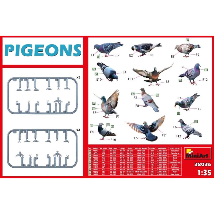 ミニアート MA38036  1/35スケール   鳩 36羽セット プラモデル組立キット | GSIクレオス | 03
