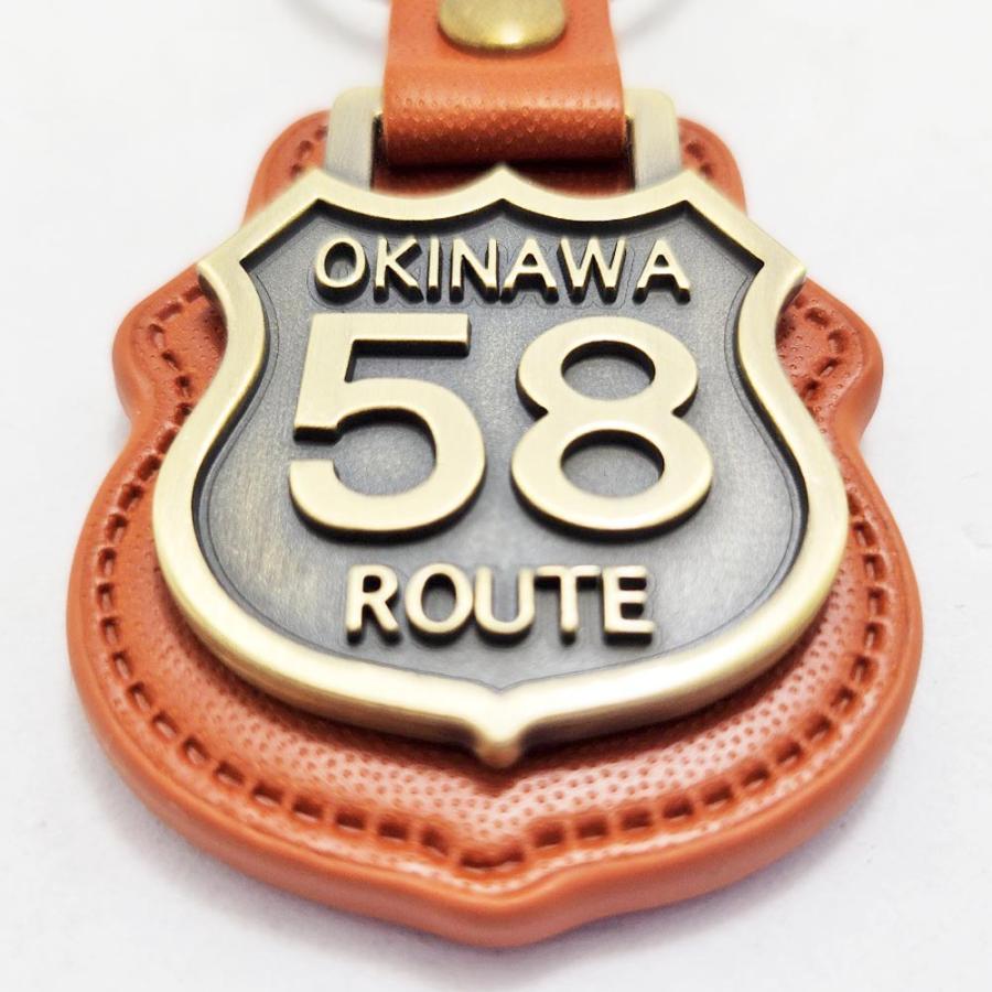 国道58号線 標識プレート付き キーホルダー 3.5cm×8.5cmサイズ 沖縄お
