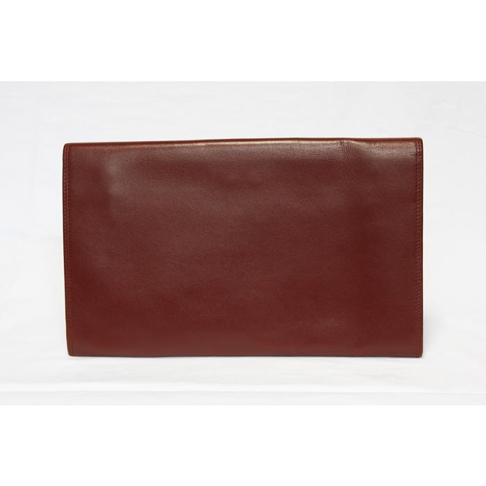 カルティエ マストライン クラッチバッグ レザー ボルドー/ワイン  