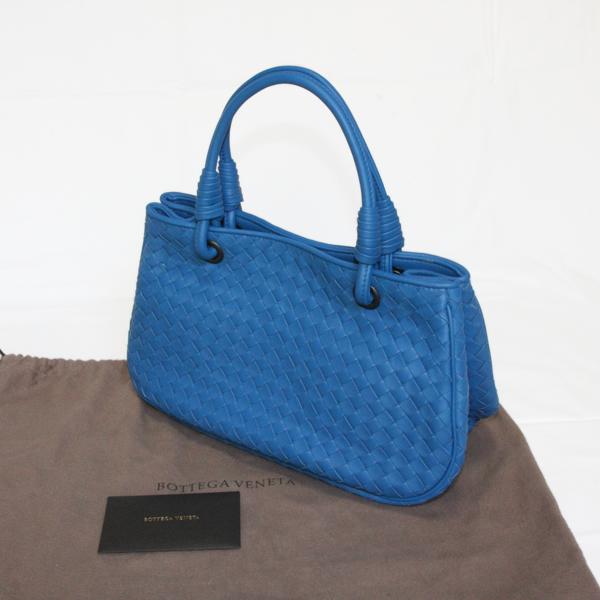 BOTTEGA VENETA ボストンバッグライトブルーイントレチャートバッグ 