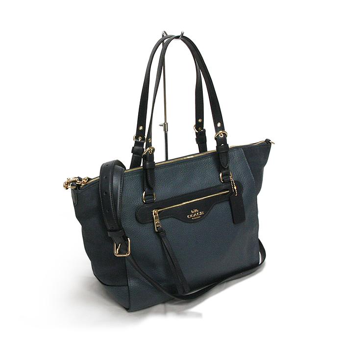 COACH ハンドバッグ レザー スエード ゴールド金具 2WAY ブラック