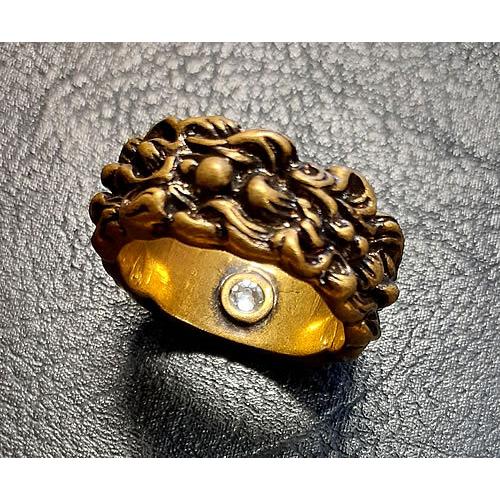 GUCCI ＜Sサイズ/8mm幅/11.5号＞ グッチ ライオン タテガミ クリスタル 