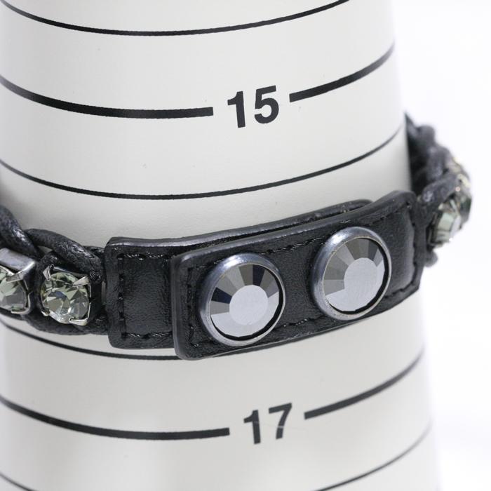 SWAROVSKI 【美品】 スワロフスキー カーフスキン レザー編み込み 