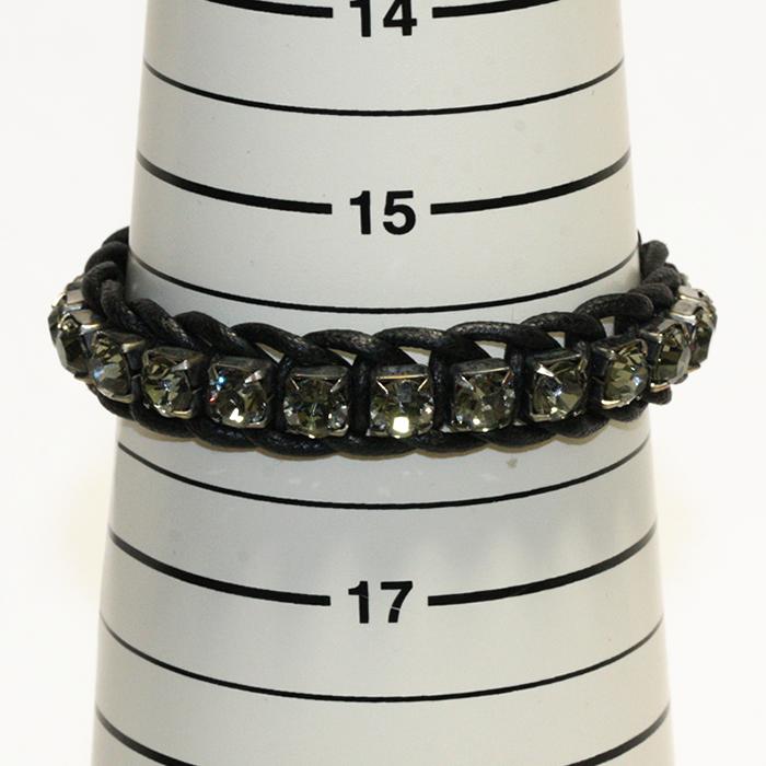 SWAROVSKI 【美品】 スワロフスキー カーフスキン レザー編み込み 