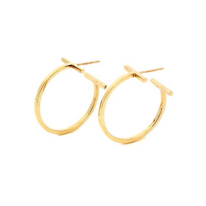Tiffany & Co. ゴールドフープピアス ティファニーＴ ティファニー T ワイヤー フープ ピアス18K イエローゴールド