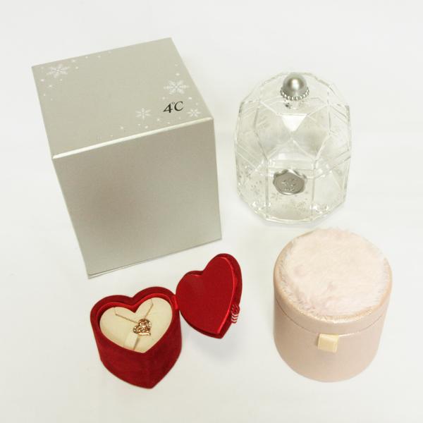 4℃ ハートモチーフ ペンダントネックレス K10 ラウンドブリリアント 