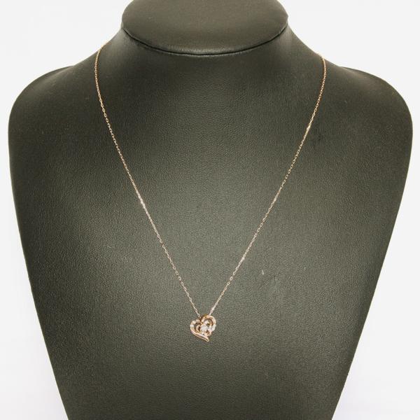 4C】ハートモチーフK10ダイヤモンドペンダントネックレス