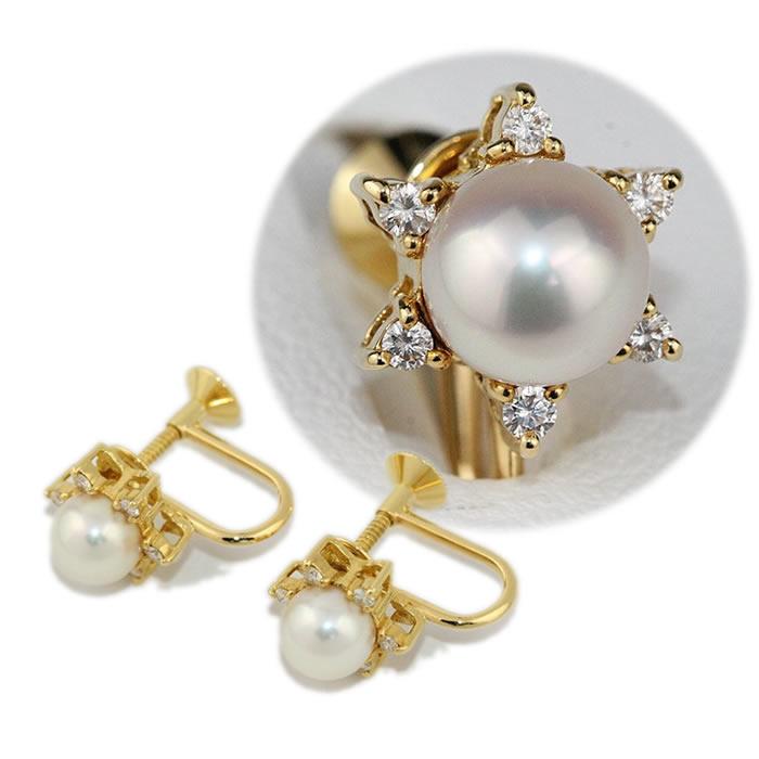 MIKIMOTO ミキモト あこや本真珠 イヤリング K18製星形枠 MIKIMOTO ミキモト あこや本真珠 イヤリング K18製星形枠