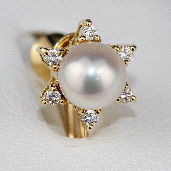 MIKIMOTO ミキモト あこや本真珠 イヤリング K18製星形枠 MIKIMOTO ミキモト あこや本真珠 イヤリング K18製星形枠