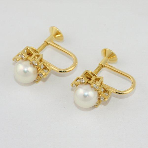 MIKIMOTO ミキモト あこや本真珠 イヤリング K18製星形枠 MIKIMOTO ミキモト あこや本真珠 イヤリング K18製星形枠