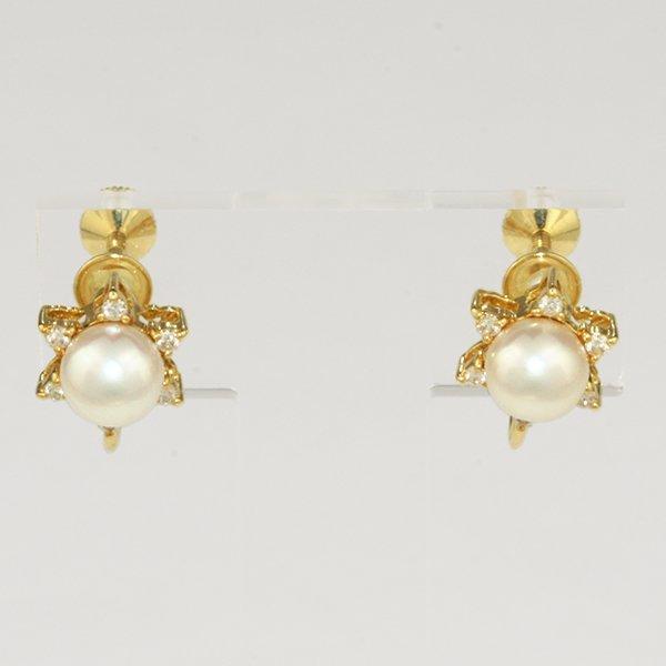 MIKIMOTO ミキモト あこや本真珠 イヤリング K18製星形枠 MIKIMOTO ミキモト あこや本真珠 イヤリング K18製星形枠