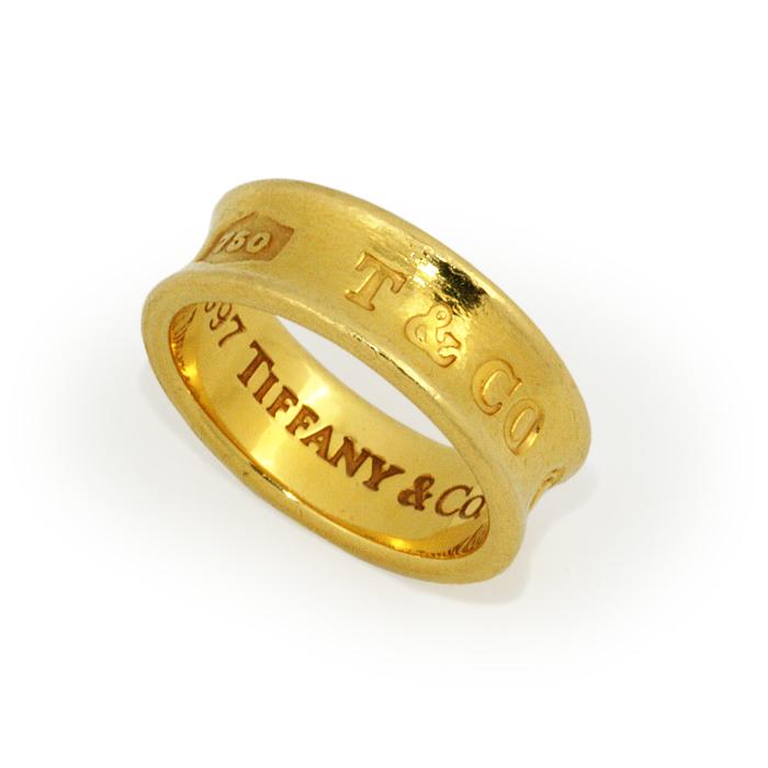 【約7号】ティファニー TIFFANY&Co. 1837 ナローリング 750イエローゴールド 18金/金製品 指輪 ピンキーリング  ＜日本サイズで7号/幅広6mm＞　中古 : bj-3081 : 丸信質店 ヤフーショップ - 通販 - Yahoo!ショッピング
