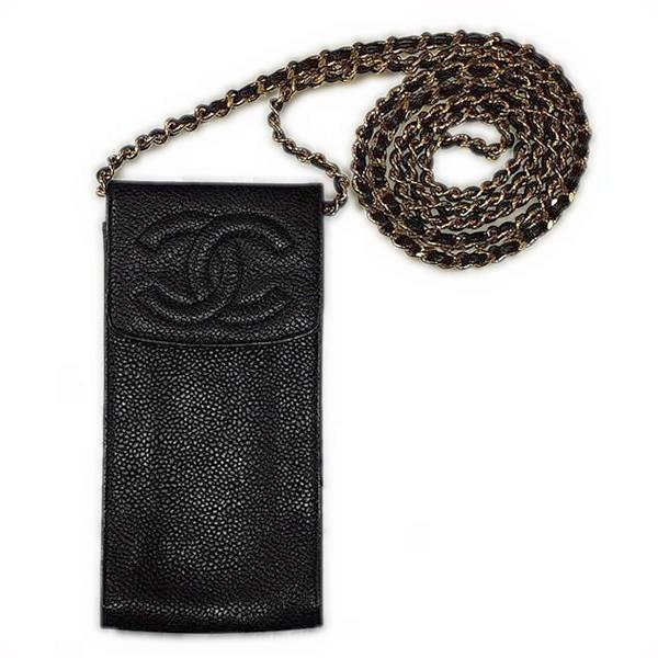 CHANEL シャネル キャビアスキン ココマーク マルチケース ゴールド 