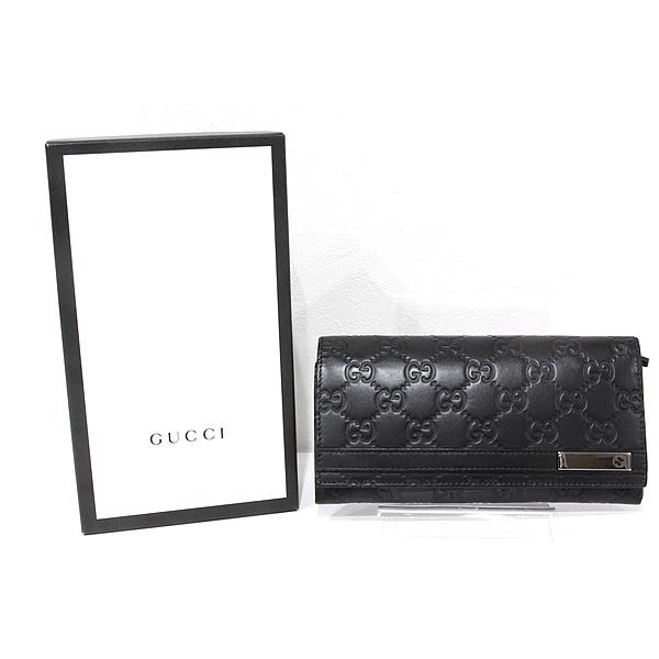 【訳アリ品】GUCCI  グッチ グッチシマ　フラップ長財布  ダブルGシルバープレート 23312 ブラック レザー　メンズ　中古｜marushin-shichi｜02