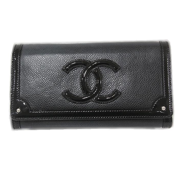 CHANEL シャネル キャビアスキン エナメルフレーム ココマーク CHANEL シャネル キャビアスキン エナメルフレーム ココマーク