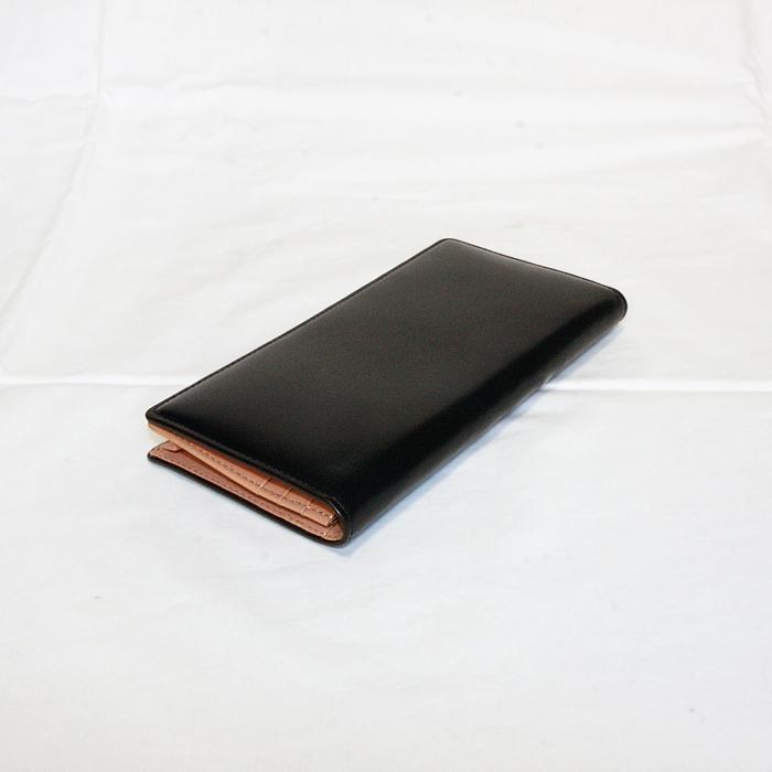 ギオネ コードバン GUIONNET CORDOVAN レザー2つ折り長財布 ブラック 