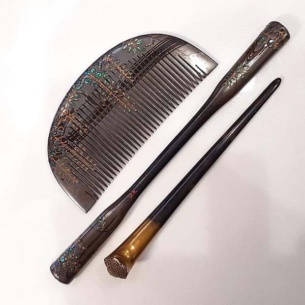 鼈甲 櫛と簪のセット 鼈甲の櫛と簪セット（くし、かんざし）アンティーク15万円