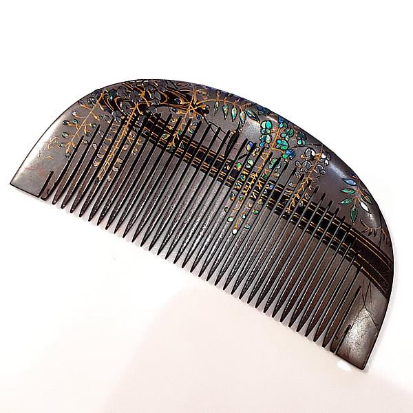 晋江作 鼈甲 螺鈿と銀蒔絵の櫛と笄のセット＋簪 しんこう作 べっ