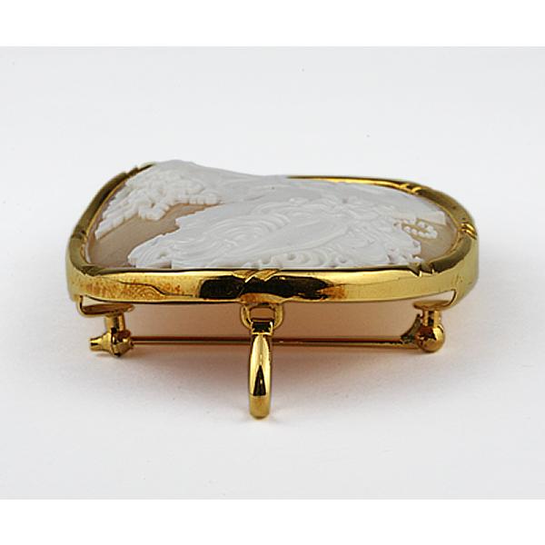 K18イエローゴールド枠 シェルカメオ ブローチ/ペンダント女性