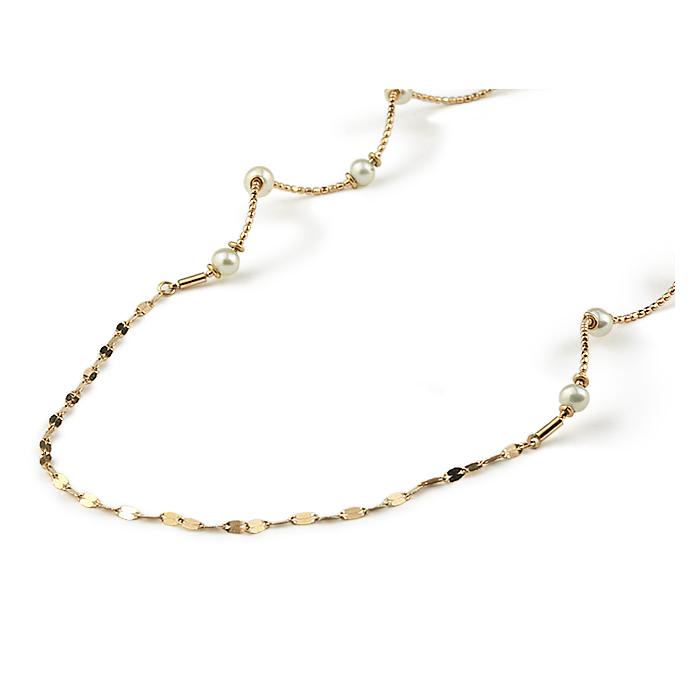 K18イエローゴールド×淡水真珠 79センチロングネックレス K18YG 4.4g  