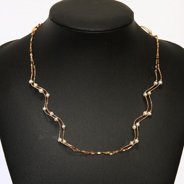 K18イエローゴールド×淡水真珠 79センチロングネックレス K18YG 4.4g  