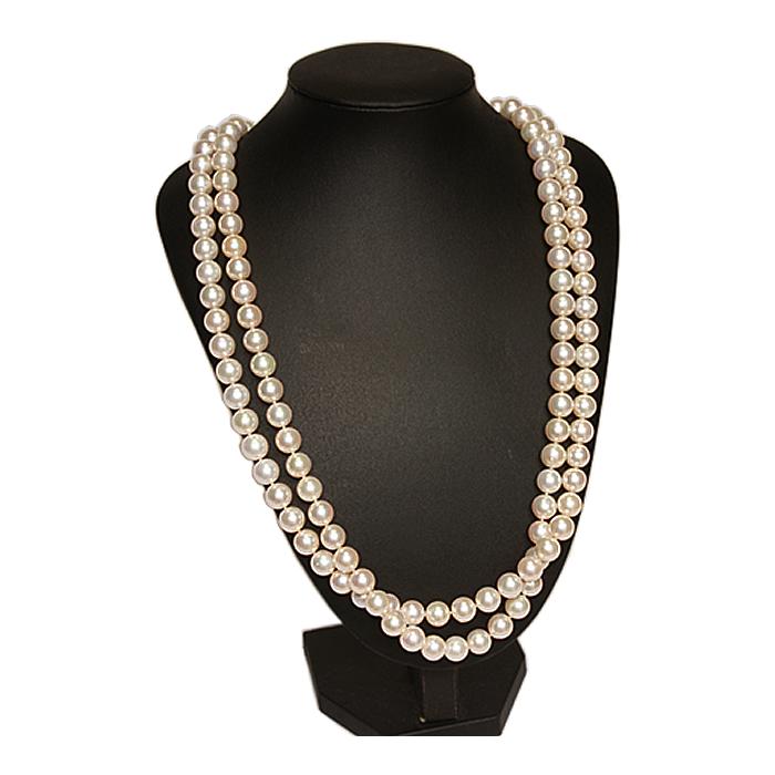 あこや本真珠 130センチロングネックレス 大珠136粒 8.9-9.5ミリ K14WG  