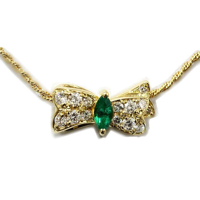 美品！】マーキスカットエメラルド1P ダイヤモンド14P K18イエロー  