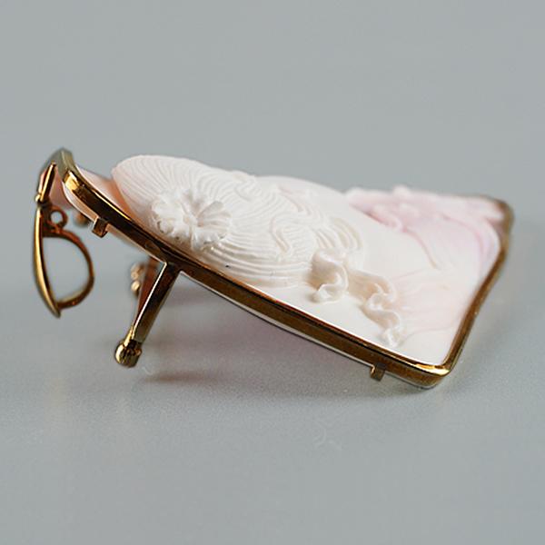 美品！】コンクシェルカメオ プローチ/ペンダント K18枠/K18YG