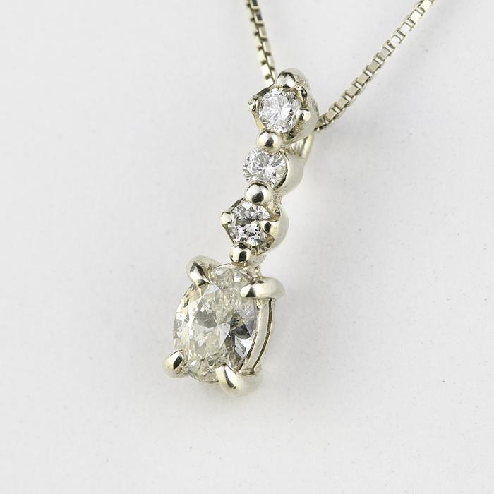 オーバルカットダイヤ 0.325ct プラチナ製 ペンダントネックレス Pt900  