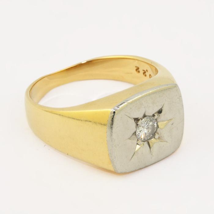 19号> 0.22ct ダイヤ 印台リング 内側に龍のモチーフ 康作 K18 19号> 0.22ct ダイヤ 印台リング 内側に龍のモチーフ 康作 K18