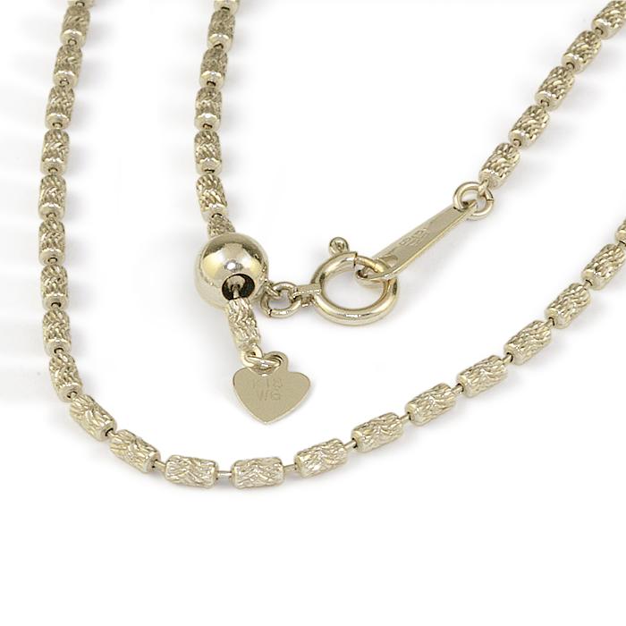 ホワイトゴールド アジャスター付きチェーンネックレス 18金製/K18WG  