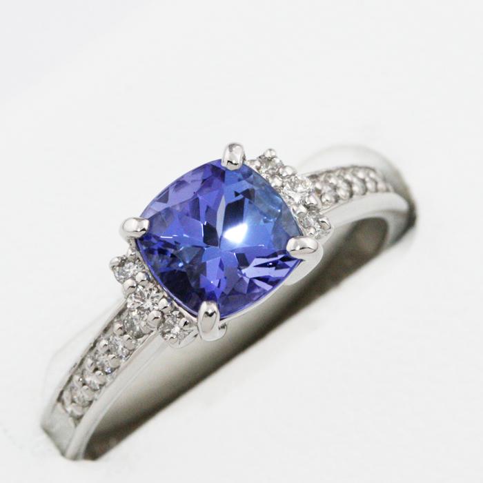 9号＞ 天然ゾイサイト (タンザナイト) クッションカット 1カラット  