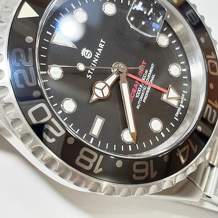 スタインハート オーシャン 1 GMT ダイバーズウォッチ デイト 42mm メンズ  自動巻 防水300M ステンベルト Steinhart Ocean 1 GMT Black  1023-0475 中古｜marushin-shichi｜07