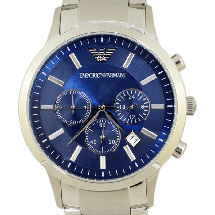 美品！】エンポリオ アルマーニ AR‐2448 ブルー文字盤 クロノグラフ  
