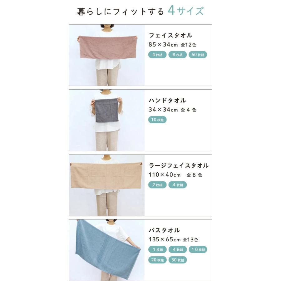 ハンドタオル まとめ買い 10枚セット タオル LAFU 薄手 綿100% 速乾