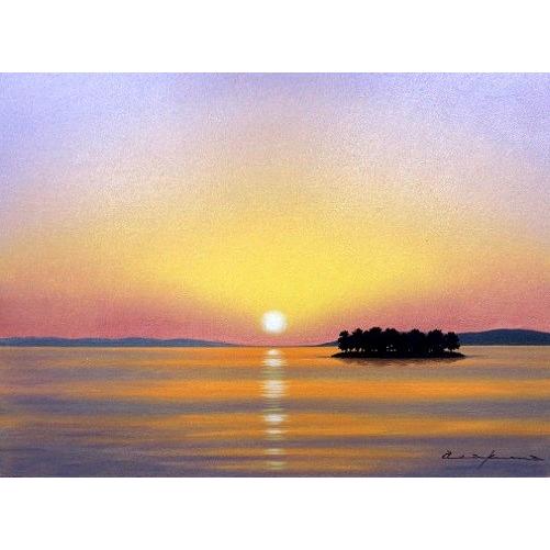 絵画　油彩　朝隈敏彦　宍道湖I　Ｆ６　油絵