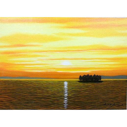 絵画　油彩　朝隈敏彦　宍道湖II　Ｆ６　油絵