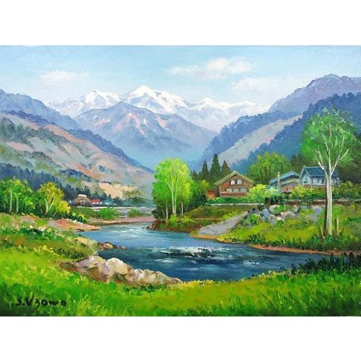 絵画 油彩 羽沢清水 飛騨高山 F6 油絵