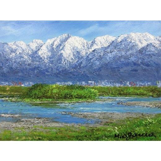 絵画　油彩　小川久雄　立山連峰　ＷＦ３（キャンパスサイズ２２０ｍｍＸ５４６ｍｍ）　油絵