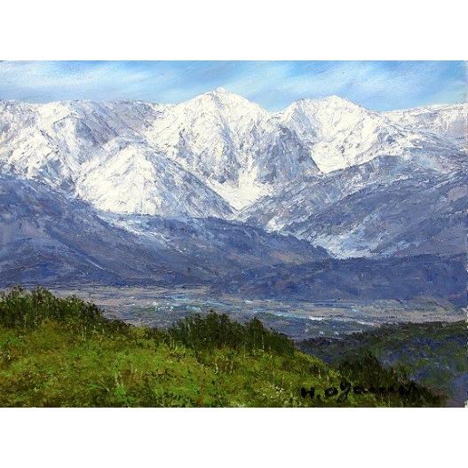 絵画　油彩　小川久雄　白馬連峰眺望　ＷＦ３（キャンパスサイズ２２０ｍｍＸ５４６ｍｍ）　油絵