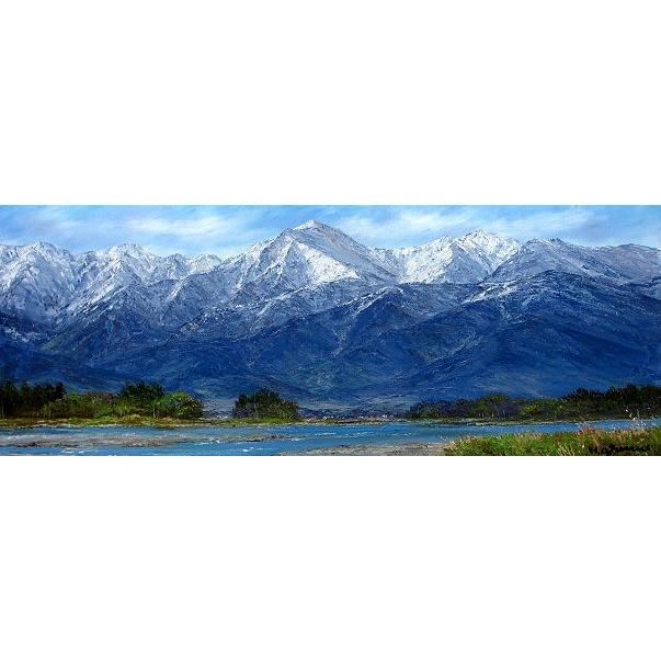 絵画　油彩　小川久雄　常念岳　ＷＦ３（キャンパスサイズ２２０ｍｍＸ５４６ｍｍ）　油絵